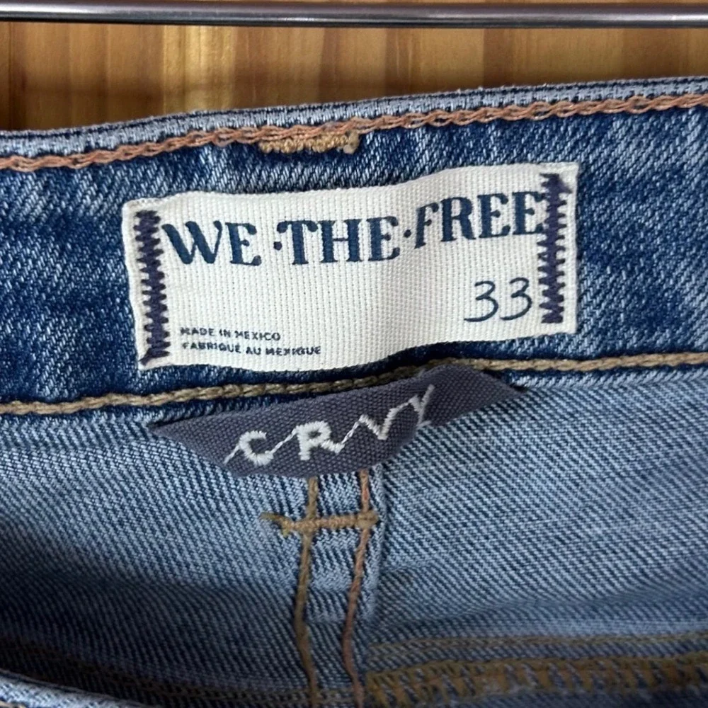 Boho‎ We The Free CRVY High Rise Flare Jeans 33 70s Retro Blue Denim
